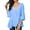 Blue, variant on Women V Neck Stripe Pleated 3/4 Sleeve Asymmetric Hem Blouse Top