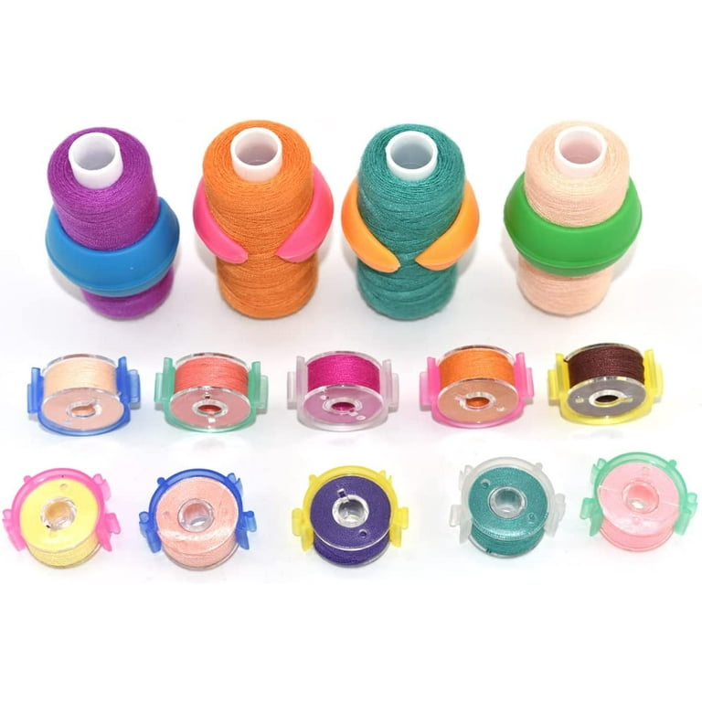 142 Pcs Bobbin Clamps Holders Thread Buddies, Bobbin Holder Clips Color Thread Clips Holder Silicone Spool Huggers Thread Holders for Embroidery