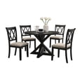 thumbnail image 2 of 5-Piece Dining Set for 4, 48" Wood Round Table with Pedestal and 4 Armless Upholstered Chairs, Table and Chair Set for Dinning Room, 2 of 11