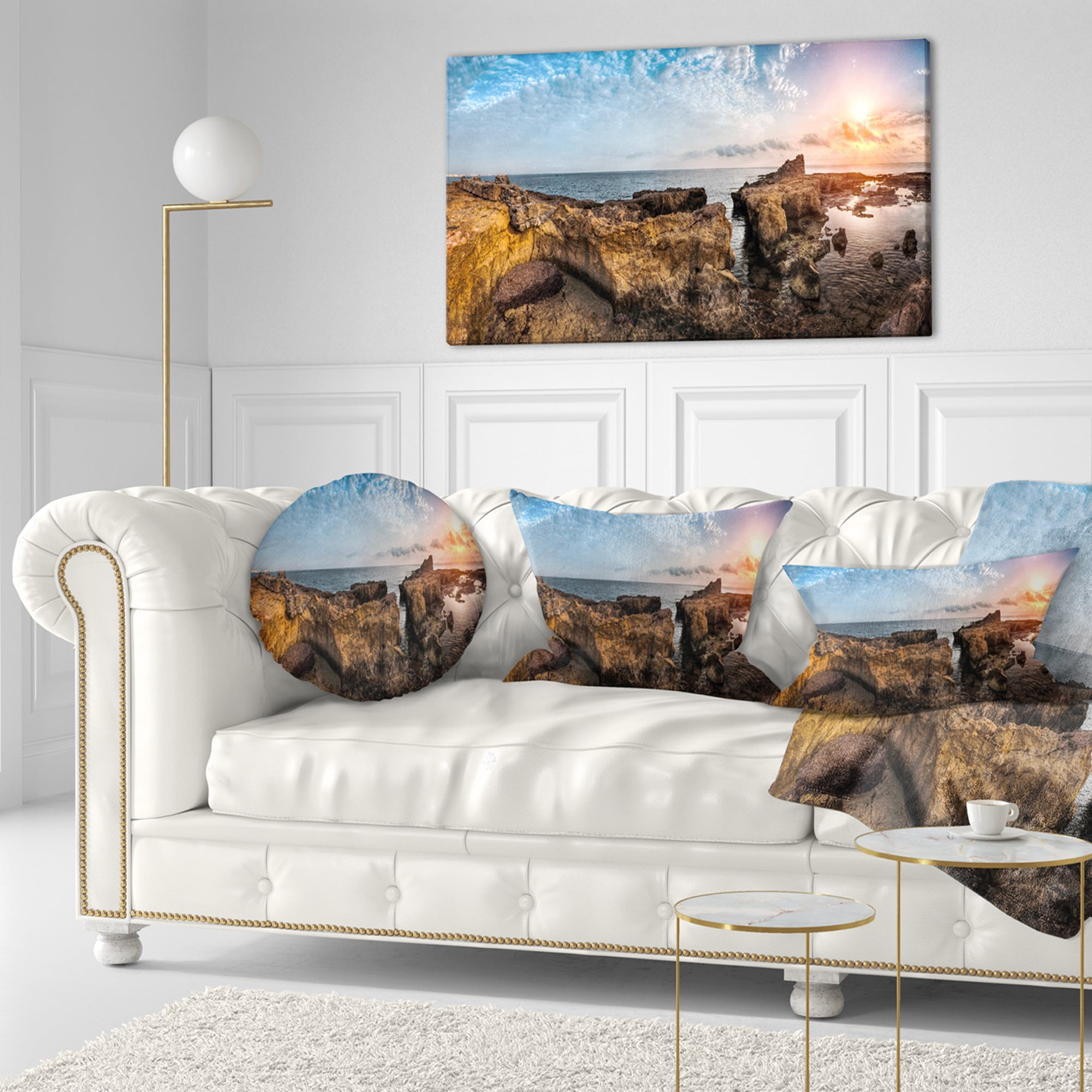 Designart Bright African Seashore Panorama - Oversized Beach Throw Pillow - 12x20