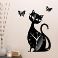 thumbnail image 3 of Agiferg Horloge Murale Miroir Chat Mignon Noir Design Moderne Déco Maison Autocollant de Montre Mural, 3 of 4