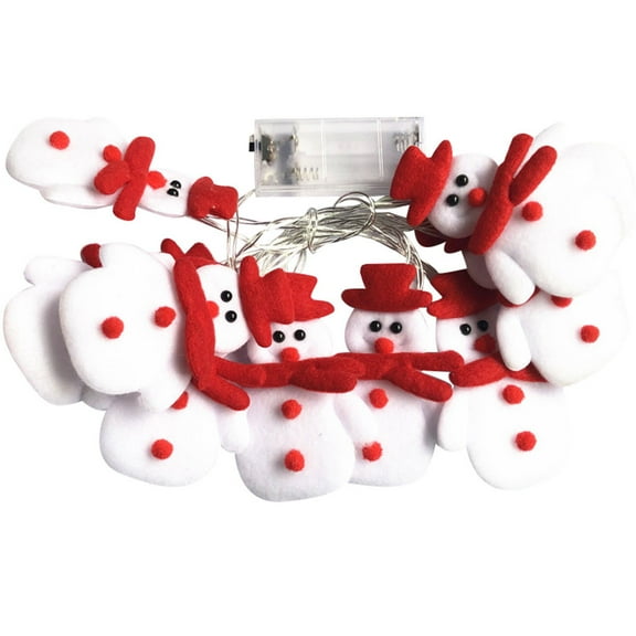 Coollooc Christmas Snowman String Lights - 10 LEDs 5.4ft Waterproof Light Up String Lights, Short Plush Lights for Christmas Decorations (Battery Operated)