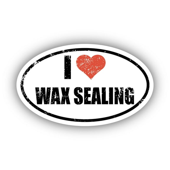 I Love Wax Sealing I Heart Euro Oval Sticker Vinyl 3M Decal 3 In x 5 In