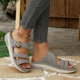 thumbnail image 6 of CYMMPU Women's Triple Strap Platform Slide Sandals, Buckle Decor Open Toe Slip On Wedge Slippers, Casual Summer Footwear Gray 37, 6 of 9