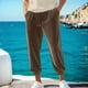 thumbnail image 1 of Pantalones largos para hombre, informales, de pana, con bolsillo y cordón, cintura elástica, color liso, para correr, 1 of 8