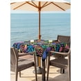 thumbnail image 3 of Outdoor Tablecloths with Umbrella Hole & Zipper, Abstract Flower 60x60 Inch Square Tablecloths, Spring Colorful Floral Leaf Plant Waterproof Table Cloth, Patio/Pool/Picnic Table Covers, 3 of 8