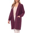 thumbnail image 4 of INSPIRE CHIC Long Cardigan Sweater for Women's Open Front Long Sleeve Casual Knit Cardigans Duster with Pockets XS Red, 4 of 6