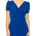 thumbnail image 5 of Moa Collection Women's Solid Sheath Dress with a Deep V-Neckline and Puff Sleeves, 5 of 6