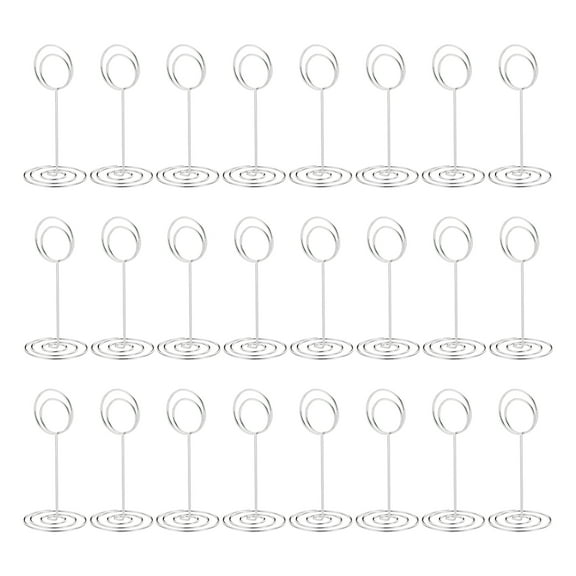 Uxcell Metal Place Card Holder Memo Clip Holder with Round Clasp 24 Pcs Silver Tone 3.3 Inch