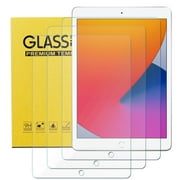 KIQ iPad 10.2 Screen Protector, Fits iPad 7th 8th 9th, [3 Pack] Tempered Glass Anti-Scratch Anti-Fingerprint Self-Adhere Protection Clear for Apple iPad 10.2 7th 8th Gen 9th [2019/2020/2021]