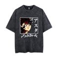 thumbnail image 1 of THNCLZX T-Shirt Noir Clovert Anime Unisexe, Mode Rétro Été Manches Courtes, 1 of 5