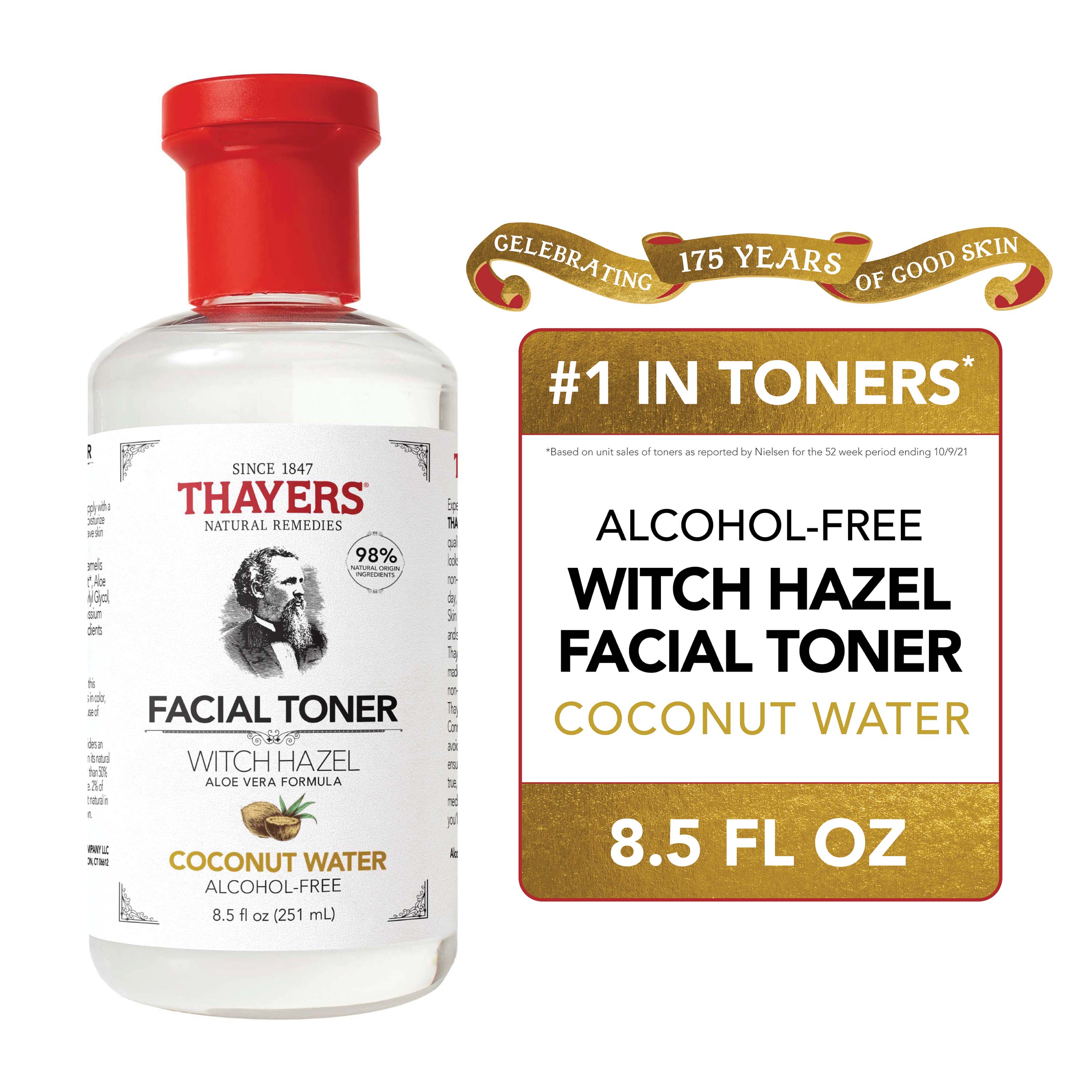 Thayers Alcohol-Free Coconut Water Witch Hazel Facial Toner, 8.5 oz