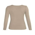 thumbnail image 4 of Women‘s Long Sleeve Henley T Shirts Button Down Slim Fit Tops Scoop Neck Ribbed Knit Shirts, 4 of 5