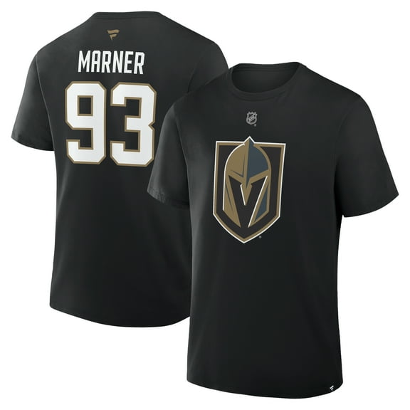 Men's Fanatics Mitch Marner Black Vegas Golden Knights Authentic Stack Name & Number T-Shirt