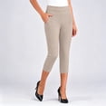 thumbnail image 2 of VBVC Women's High Waisted Capri Pants , Straight Leg Work Cropped Pants For Women,Ladies' Stretchy Summer Trousers with Pockets,Khaki,XL-5XL, 2 of 7
