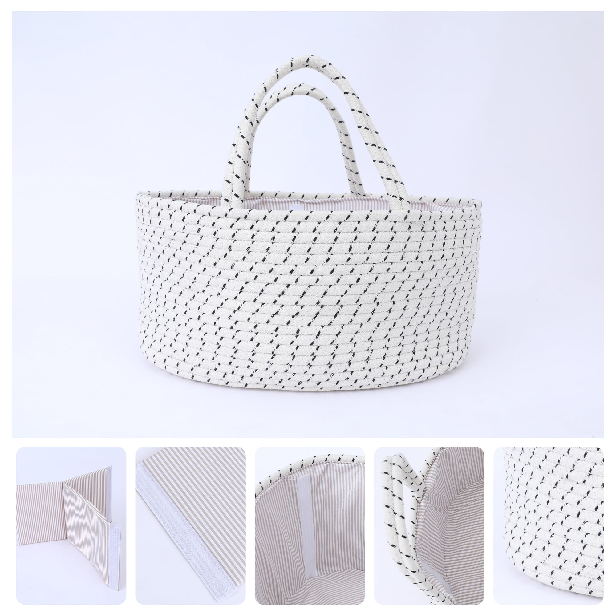 Unique Bargains 1 Pack Woven Storage Basket Shelf Closet Storage Bin for Clothes White S