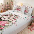 thumbnail image 2 of Manfei Christmas Tree Zipper Full Size Comforter Sets with Fitted Sheet and 2 Pillowcases Holiday Zipper Bedding Set, Brown Cream, Xmas Reversible, 2 of 7