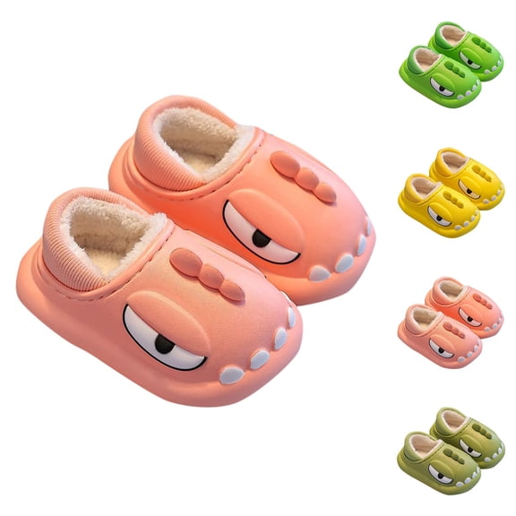 THDHVS Toddler Slippers,Plush Slippers for Kids with Closed Heel Non Slip Sole and Fleece Lining for Indoor Comfortable and Family Matching Wear Yellow