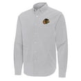 thumbnail image 2 of Men's Antigua Gray Chicago Blackhawks Porter Woven Tri-Blend Long Sleeve Button-Down Shirt, 2 of 3