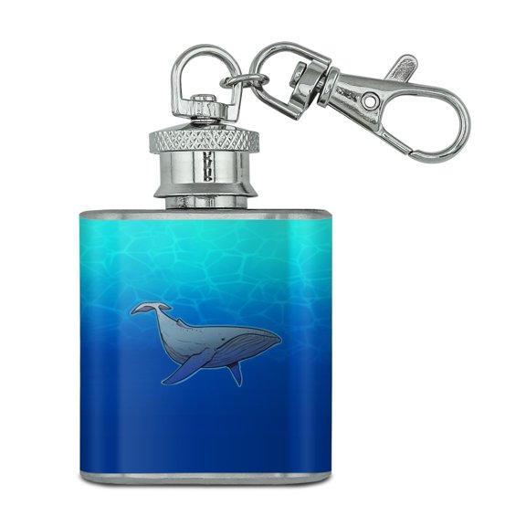 Humpback Whale Stainless Steel 1oz Mini Flask Key Chain