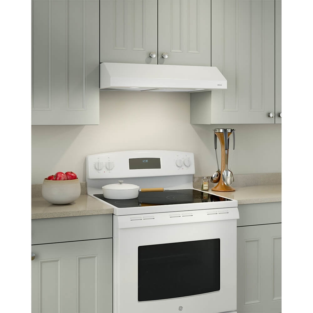Broan Glacier 30-Inch Convertible Under-Cabinet Range Hood, White