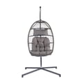 thumbnail image 6 of Outdoor Egg Chair, Hanging Egg Chair With Standing Seat, Armrest Cushion, Backrest, Metal Frame, Garden Rattan Egg Swing Chair For Indoor And Outdoor, 6 of 9