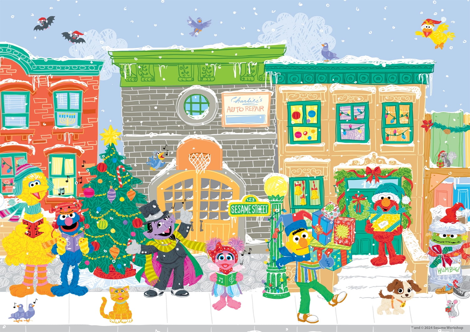 Buffalo Games 300-Piece Carolers on Sesame Street Interlocking Jigsaw Puzzle for Adults Ages 14+