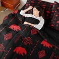 thumbnail image 4 of Feelyou Boho Aztec Damask Bedding Comforter Set 7pcs, Rustic Bear Queen Bedding Sets, 4 of 8