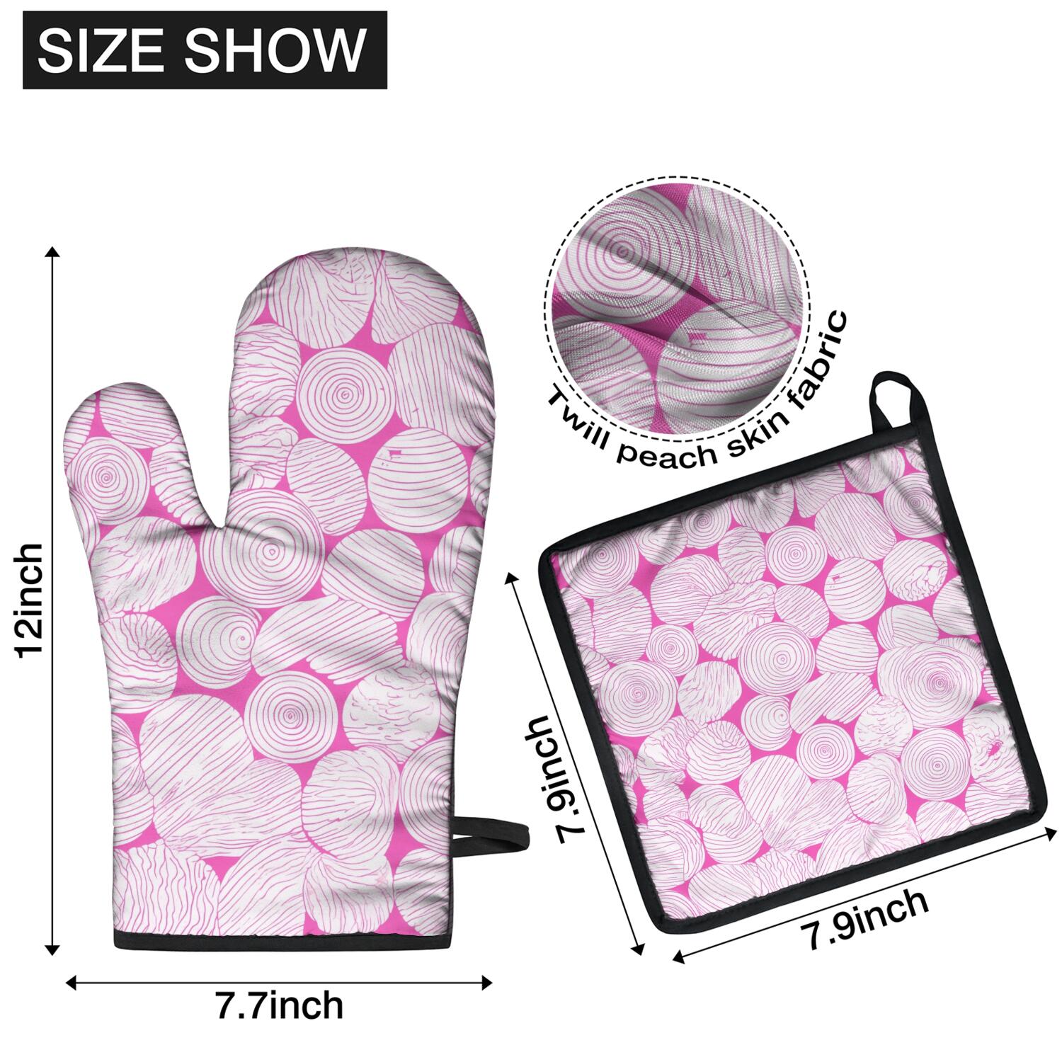 Oven Mitts and Pot Holders Set Of 4, Heat Resistant Kitchen Gloves with Non-Slip Grip, Hanging Loop, Soft Cotton Lining for Baking, Cooking, Grilling, Barbecue