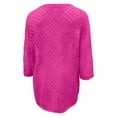 thumbnail image 5 of Ounisa Boho Crochet Tops for Women 3/4 Length Sleeve V Neck Hollow Out Knit Sweater Shirt Summer Lightweight Beach Cover Ups, 5 of 5
