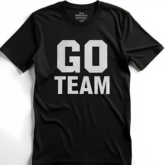 Sparkly White GO TEAM Black T-Shirt for Cheer and Support