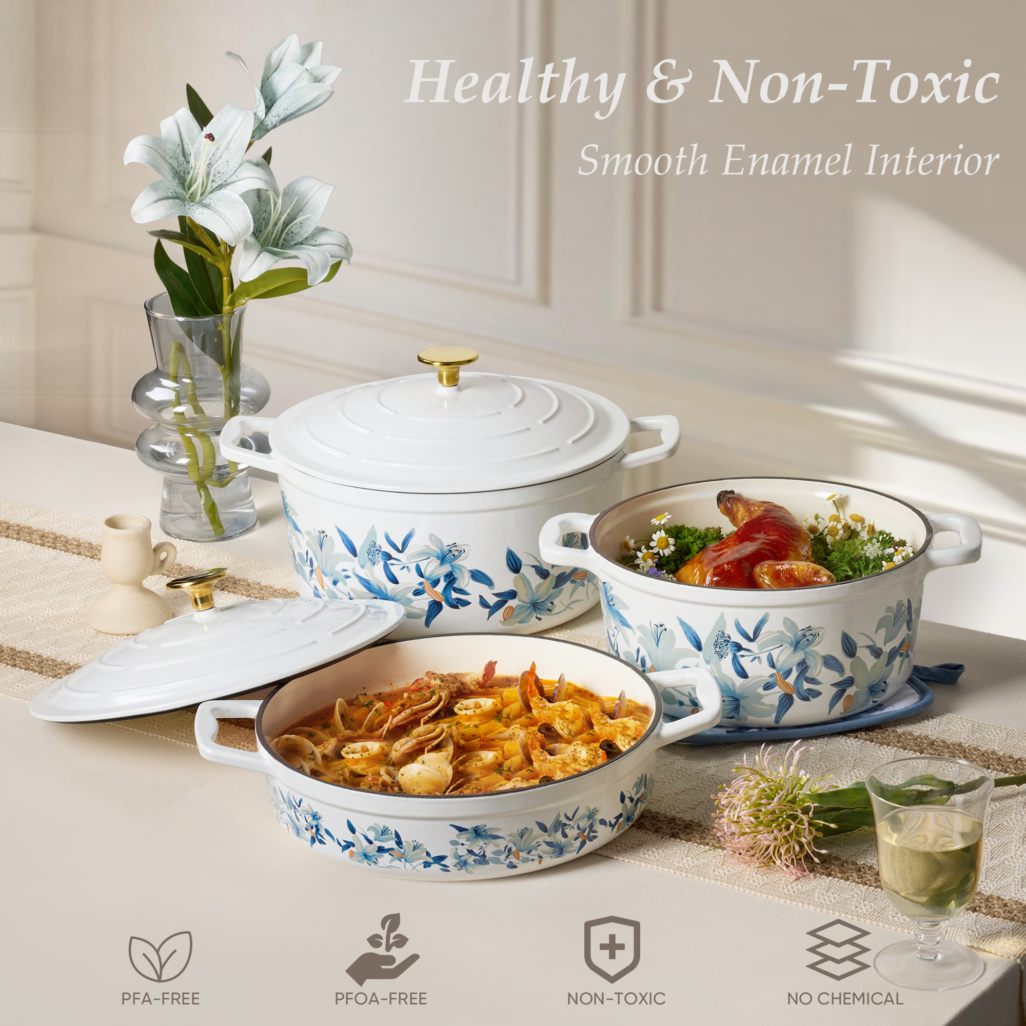Carote 5-Quart Enameled Cast Iron Dutch Oven, Blue photo 6