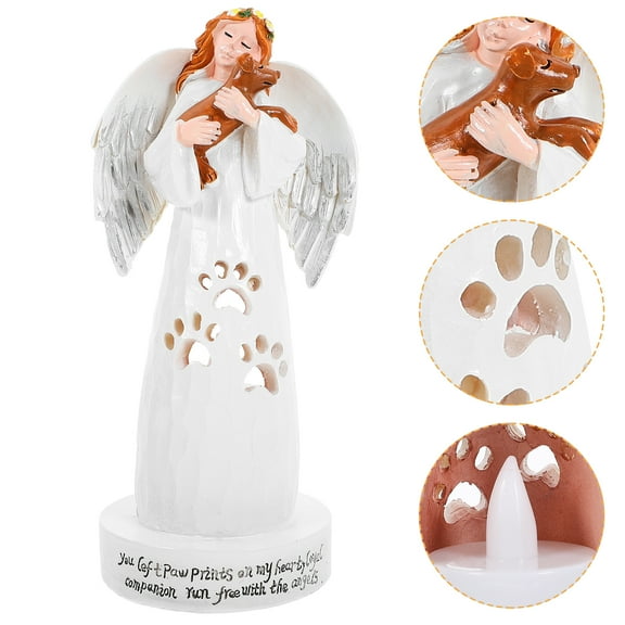 unbranded Resin Angel Holding Dog Puppy Ornament Angel Holding Animal Figurine Pet Souvenir