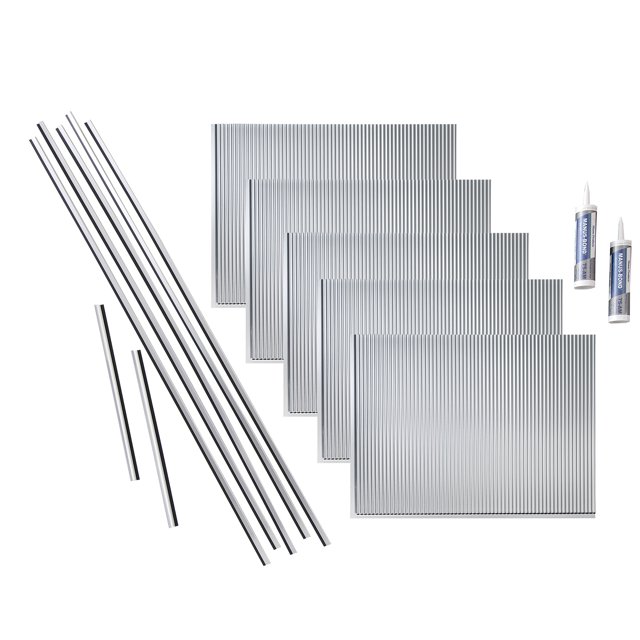 FASÄDE Rib Decorative Vinyl Backsplash 15 sq ft Kit in Brushed Aluminum