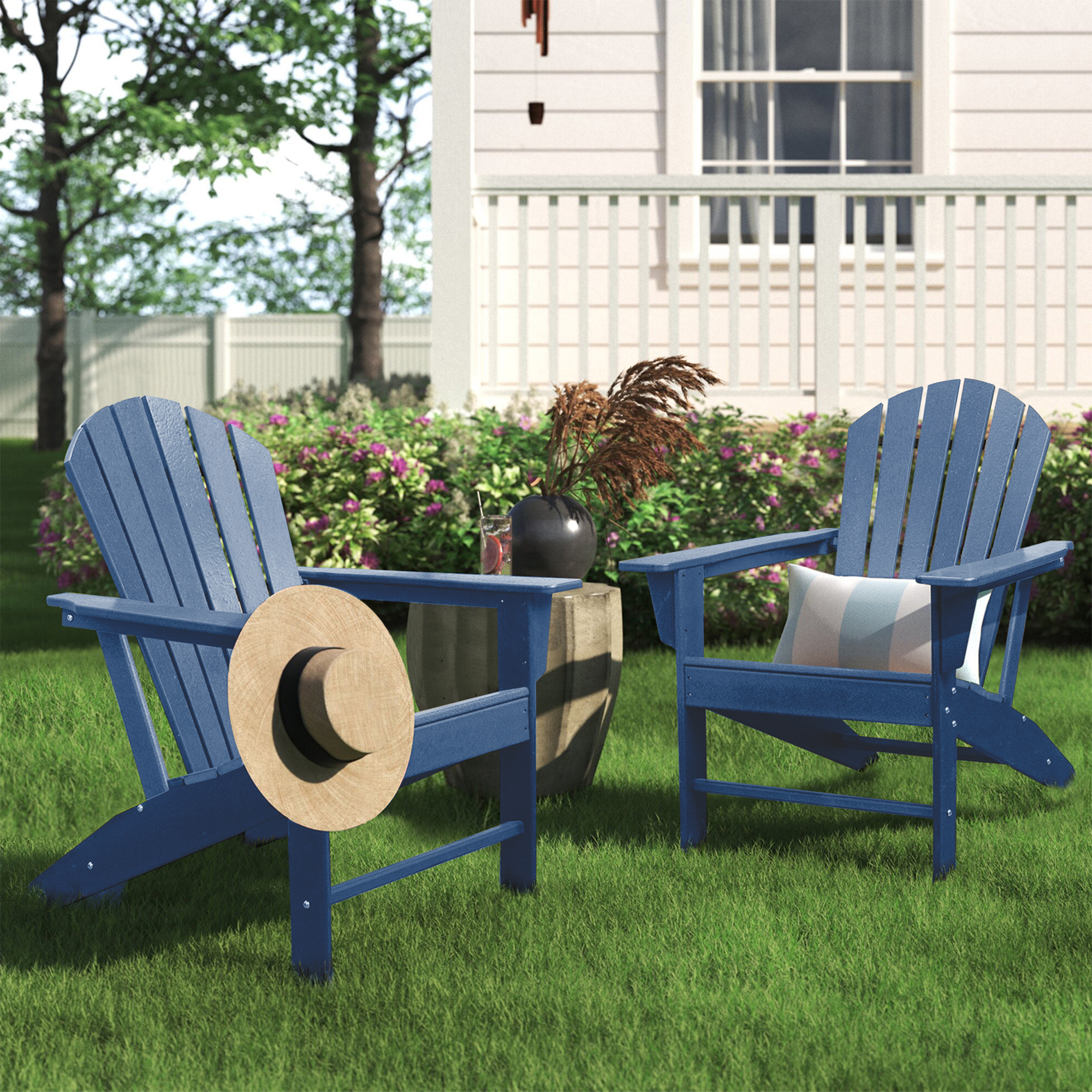 FHFO Outdoor Adirondack Chair,Weather Resistant Plastic Resin Chair for Outside Deck Garden Backyard Balcony(Navy Blue) - image 4 of 5