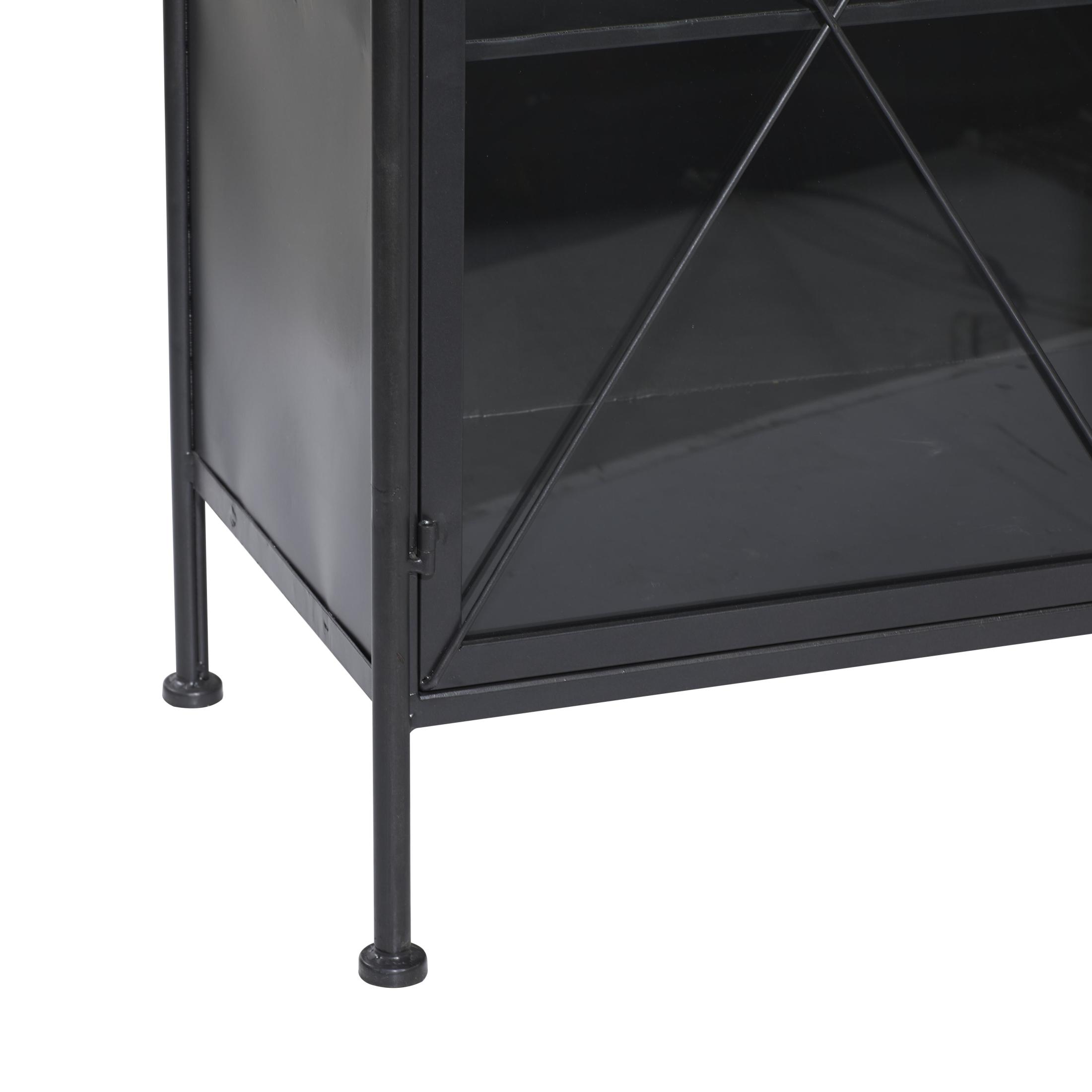 DecMode 33" x 29" Black Metal 2 Door Geometric Cabinet with Glass Front Panels, 1-Piece