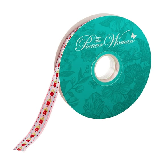 The Pioneer Woman Floral Scalloped Jacquard Ribbon, 5/8" x 25 Yards