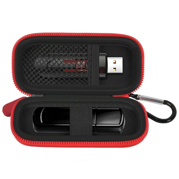 USB Flash Drive Case, SD Card Holder Compatible with Thumb Drive, SDXC SDHC Storage Bag, Electronic Accessories Organizer (Red)