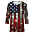 thumbnail image 4 of 4th of July Shirts Red White and Blue Blouse Women Patriotic T Shirts Women Red White and Blue Tops 4th of July Tee Women Independence Day Fashion Printed Round Neck 3/4 Sleeve T-Shirt Top, 4 of 5