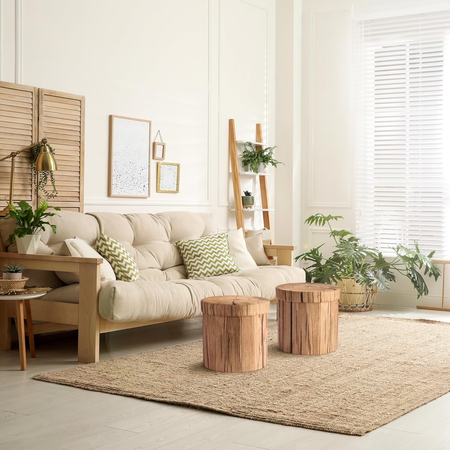 Sorbus Tree Stump Stool, Toy Storage Ottoman 15 Inch Fake tree stumps Log Stool Storage, Artificial Tree Trunk, Perfect Footstool Kids Toy Chest, Rustic Log Cabin Decor Bench, Pedestal (2 Pack)