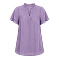 thumbnail image 5 of Bosfbaoi Women's Summer Tunic Tops, Loose Fit Double Ruffle Sleeve V Neck Blouse, Cute Dressy Casual Shirts for Work, Vacation, Daily Wear, 5 of 9