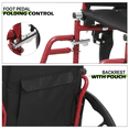 thumbnail image 4 of Magshion *FDA APPROVED* Transport Wheelchair with Flip Back Armrests & Swing-Away Footrests, Folding Transport Chair with 24" Rear Wheels, 300lbs Weight Capacity, Red, 4 of 14