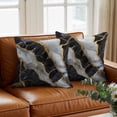 thumbnail image 3 of Abstract Marble Throw Pillow Cover Black Gold Crack Texture Impressionist Cotton Linen Cushion Cover Throw Pillow Case with Invisible Zipper for Couch Sofa Bed Chair Car 24x24 Inch, 3 of 14
