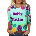 thumbnail image 1 of Blouses pour Femmes Mode, Blouses pour Femmes, Mode Femmes T-Shirt Imprimé de Pâques Mi-Longueur Manches 3/4 Blouse Col Rond Décontracté, Blouses pour Femmes Mode, T-Shirts pour Femmes, 1 of 5