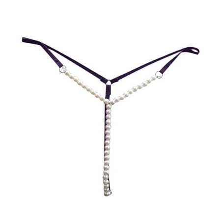 WELOIJEVBE Pearl Massage G String Thong Underwear For Women Beaded Thong T-Back Panty Underwear Sexy Micro Underpant