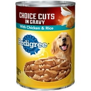 (12 Pack) PEDIGREE CHOICE CUTS in Gravy Chicken & Rice Flavor Adult Canned Wet Dog Food, 22 oz. Can