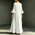 thumbnail image 6 of QUNYINEY White Womens Dresses Flowy 3/4 Sleeve Maxi Casual A Line Dress with Pockets Vacation Loose Fit V Neck Dresses, 6 of 9