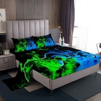 Erosebridal Teen Video Game Sheet Set Twin,Blue Greeen Bedding Sets Twin Size,Gamepads Gamer Twin Sheet Sets,Super Cozy Gradient Bedroom Decoration,3pcs