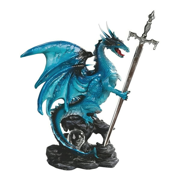 FC Design 8.75"H Blue Dragon with Sword Figurine Statue Sculpture Ornament Decoration Home/Room Decor and Unique Gift Ideas for Housewarming, Holidays and Birthdays
