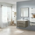 thumbnail image 2 of Resenkos Wall Cabinet, Wall Mount Cabinet,Grey Wood Grain Wall-Mounted Bathroom Vanity with Double Drawers, White Ceramic Sink, and Mirror, 2 of 10